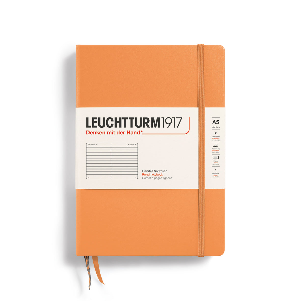 LEUCHTTURM1917 Notebook Hardcover Medium (A5), 251 Pages, Ruled - Apricot