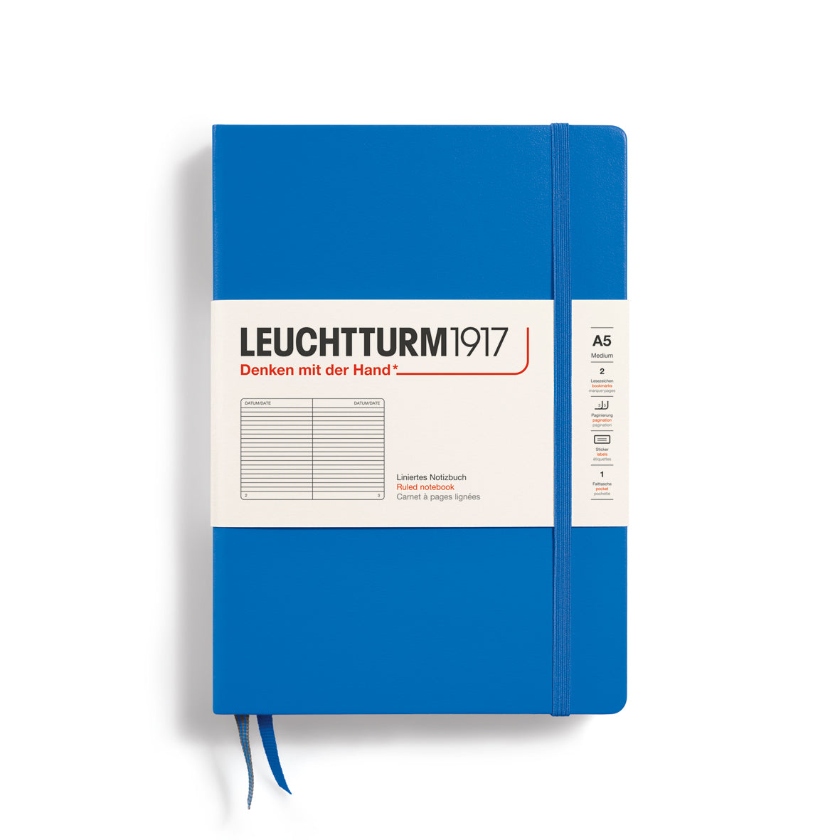 LEUCHTTURM1917 Notebook Hardcover Medium (A5), 251 Pages, Ruled - Sky Blue