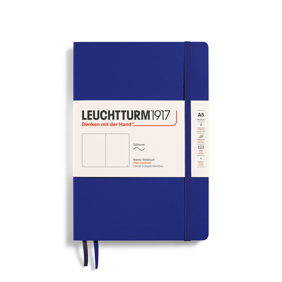 LEUCHTTURM1917 Notebook Softcover Medium (A5), 123 Pages, Plain - Ink Blue