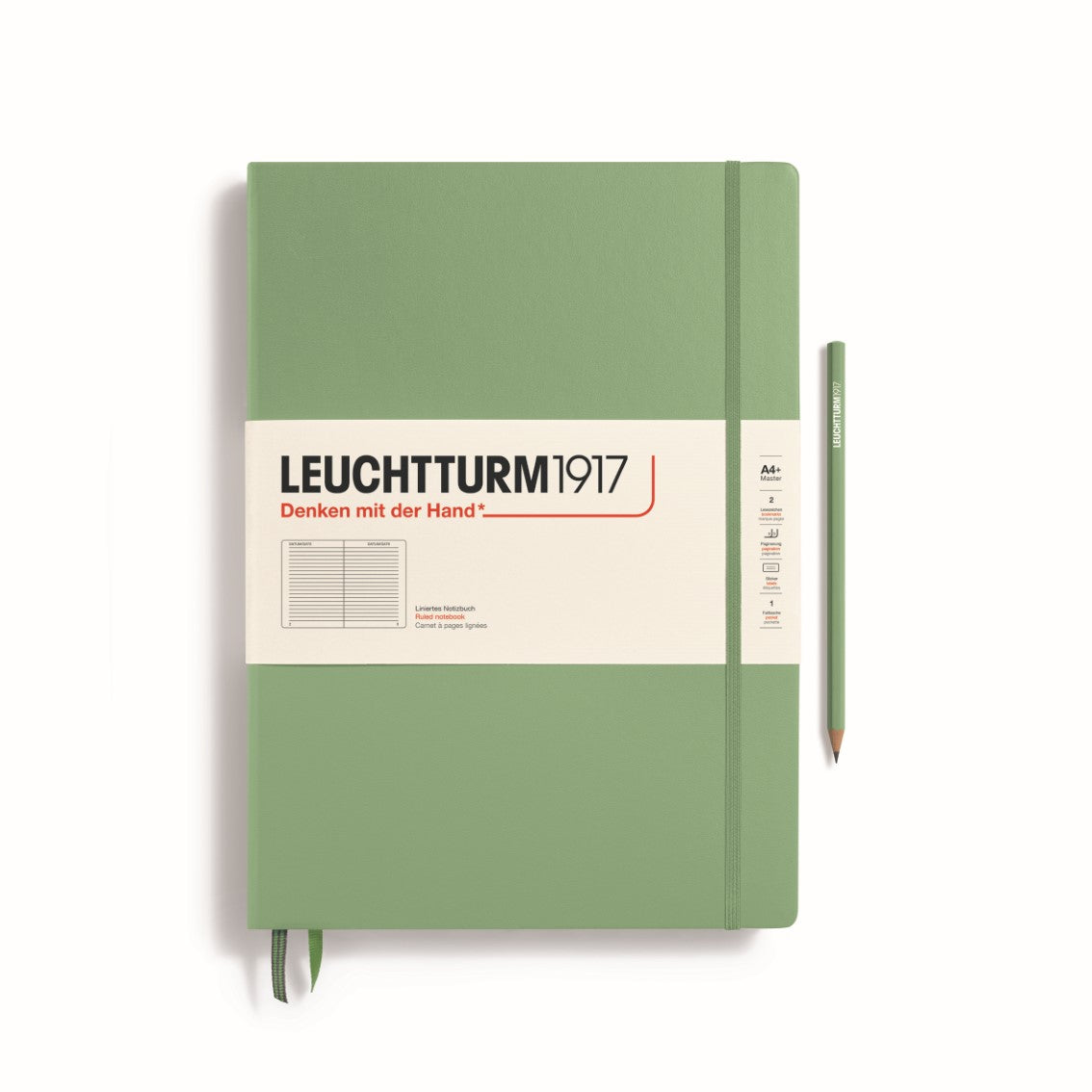 LEUCHTTURM1917 Notebook Hardcover Master Classic (A4+), Ruled, 235 pages - Sage Green