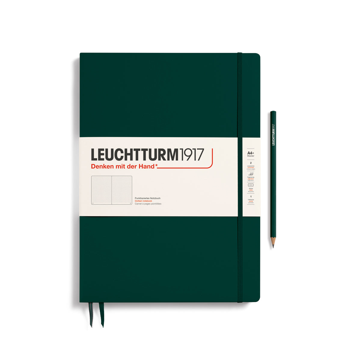 LEUCHTTURM1917 Notebook Hardcover Master Slim (A4+), Dotted, 123 pages - Forest Green