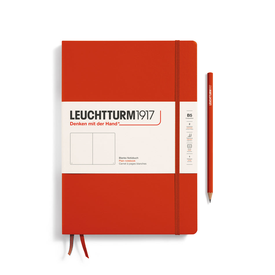 LEUCHTTURM1917 Notebook Hardcover Composition (B5), Plain, 219 pages - Fox Red