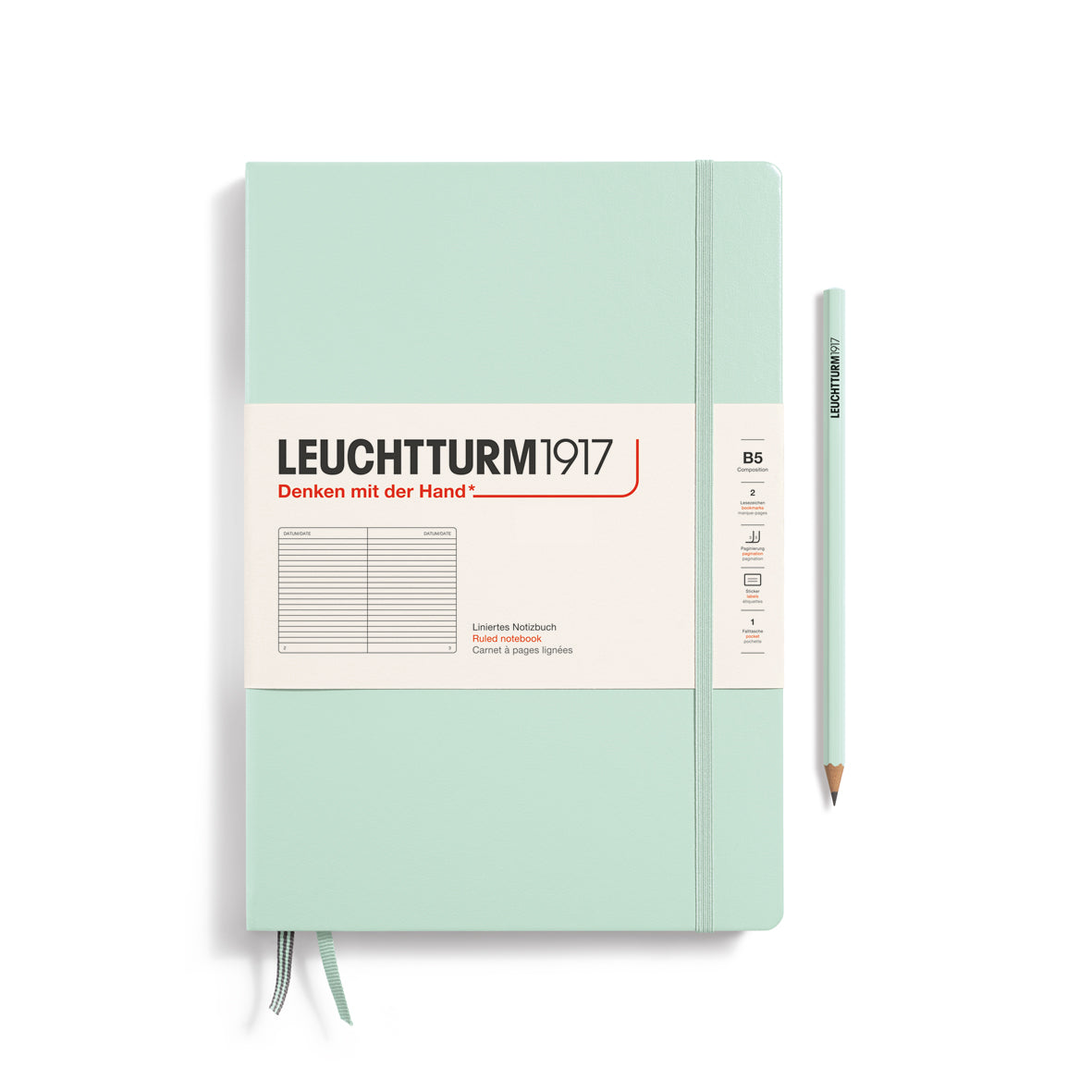 LEUCHTTURM1917 Notebook Hardcover Composition (B5), Ruled, 219 pages - Mint Green