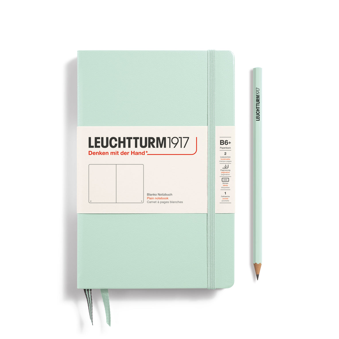 LEUCHTTURM1917 Notebook Hardcover Paperback (B6+), Plain, 219 pages - Mint Green