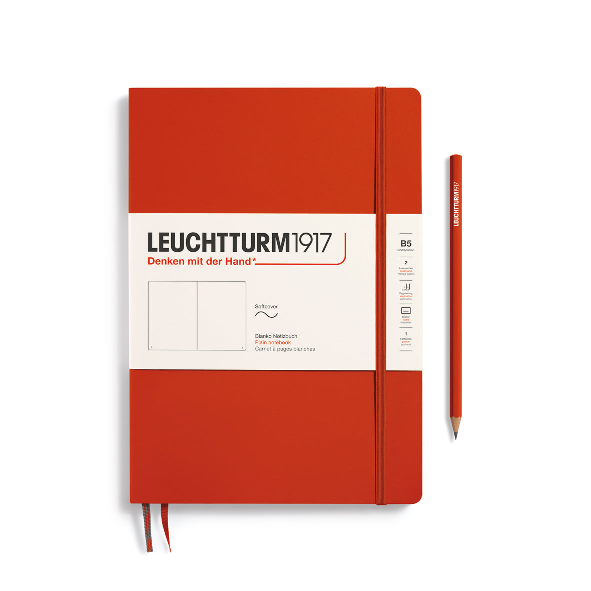 LEUCHTTURM1917 Notebook Softcover Composition (B5), Plain, 123 pages - Fox Red
