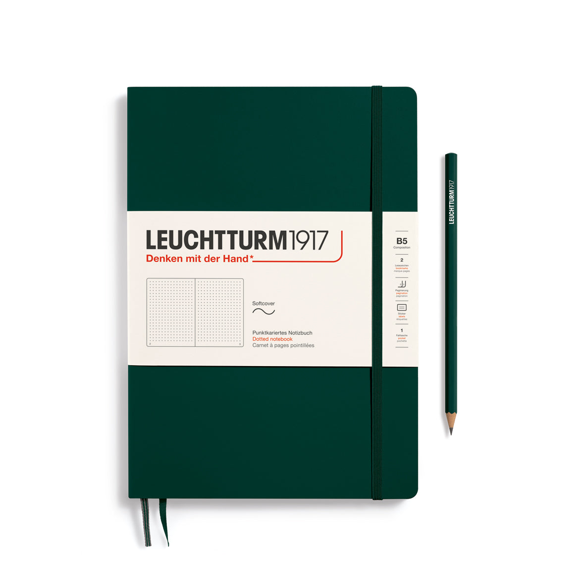 LEUCHTTURM1917 Notebook Softcover Composition (B5), Dotted, 123 pages - Forest Green