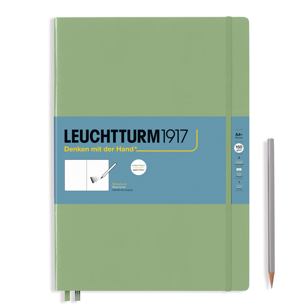 LEUCHTTURM1917 Sketchbook, Master (A4+), Hardcover, Plain, 112 pages(150gsm) - Sage Green