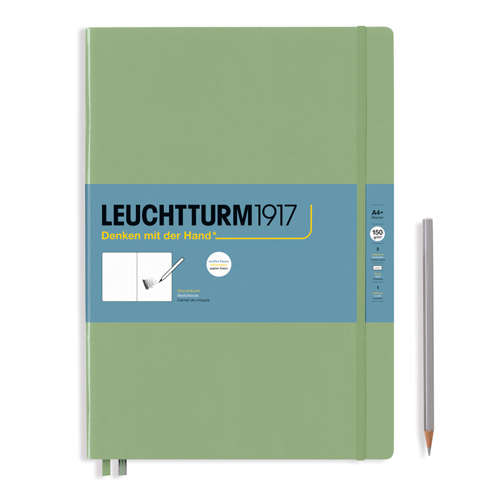 LEUCHTTURM1917 Sketchbook, Master (A4+), Hardcover, Plain, 112 pages(150gsm) - Sage Green