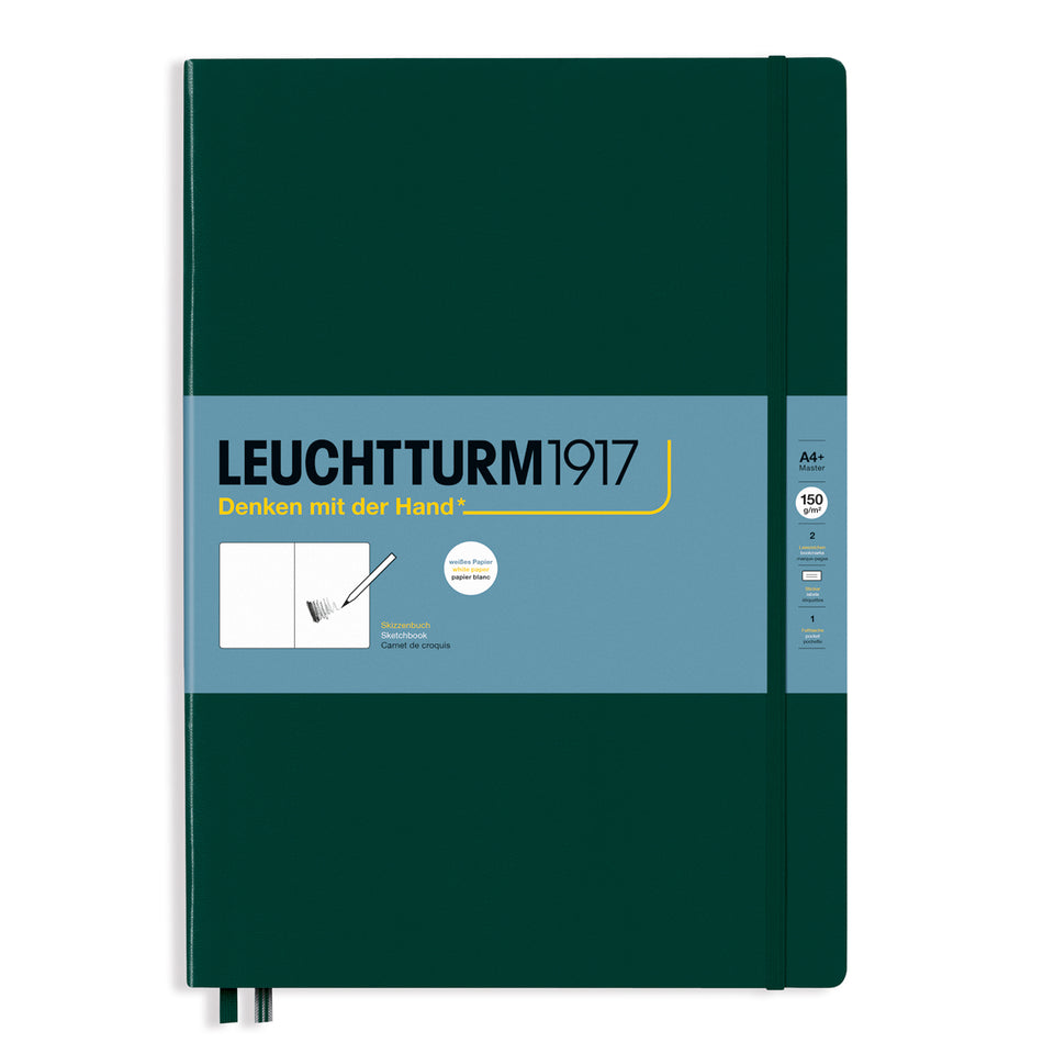 LEUCHTTURM1917 Sketchbook, Master (A4+), Hardcover, PLain, 112 pages(150gsm) - Forest Green