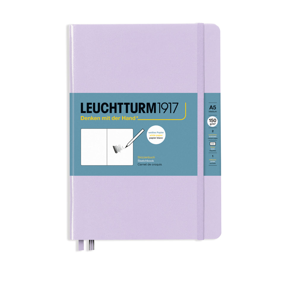 LEUCHTTURM1917 Sketchbook, Medium (A5), Hardcover, Plain, 112 pages(150gsm) - Lilac