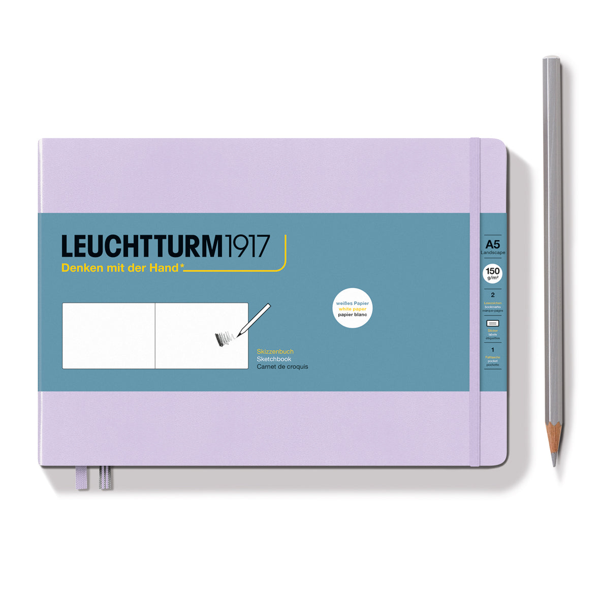 LEUCHTTURM1917 Sketchbook, Medium (A5) Landscape, Hardcover, Plain, 112 pages(150gsm) - Lilac