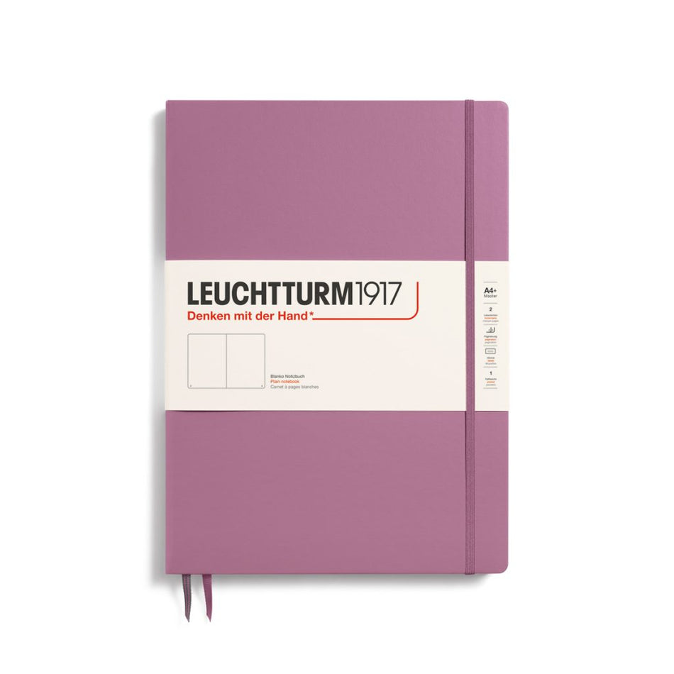 LEUCHTTURM1917 Notebook Master Slim (A4+) Hardcover, 123 Numbered pages, Plain - Dusty Rose Pink