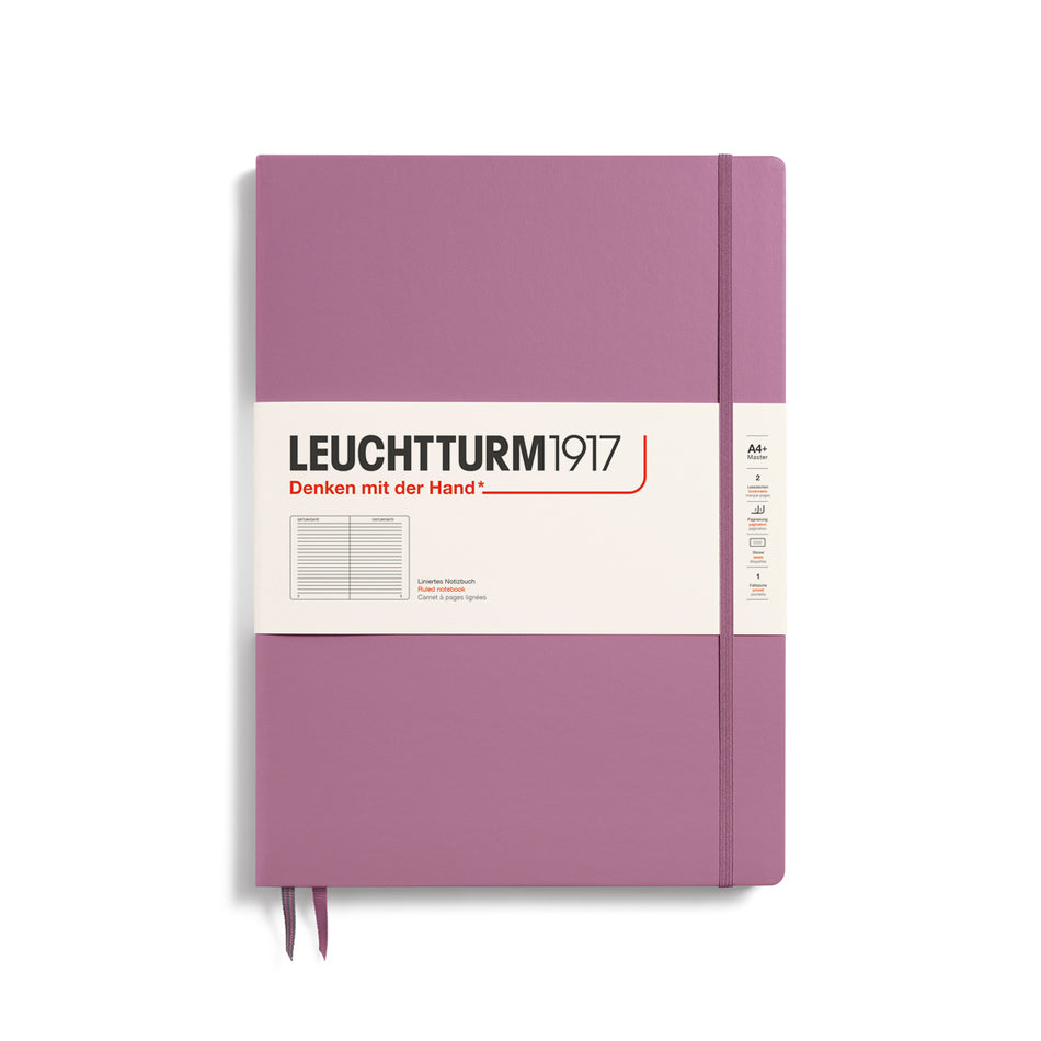 LEUCHTTURM1917 Notebook Master Slim (A4+) Hardcover, 123 Numbered pages, ruled - Dusty Rose Pink