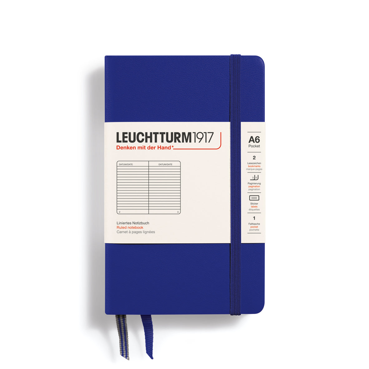 LEUCHTTURM1917 Notebook Hardcover Pocket (A6), 187 Pages, ruled - Ink Blue