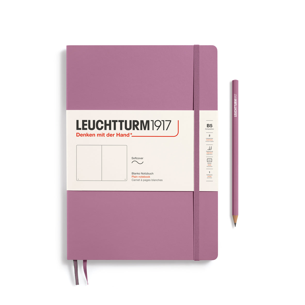 LEUCHTTURM1917 Notebook Composition (B5) plain, Softcover, 123 numbered pages - Dusty Rose