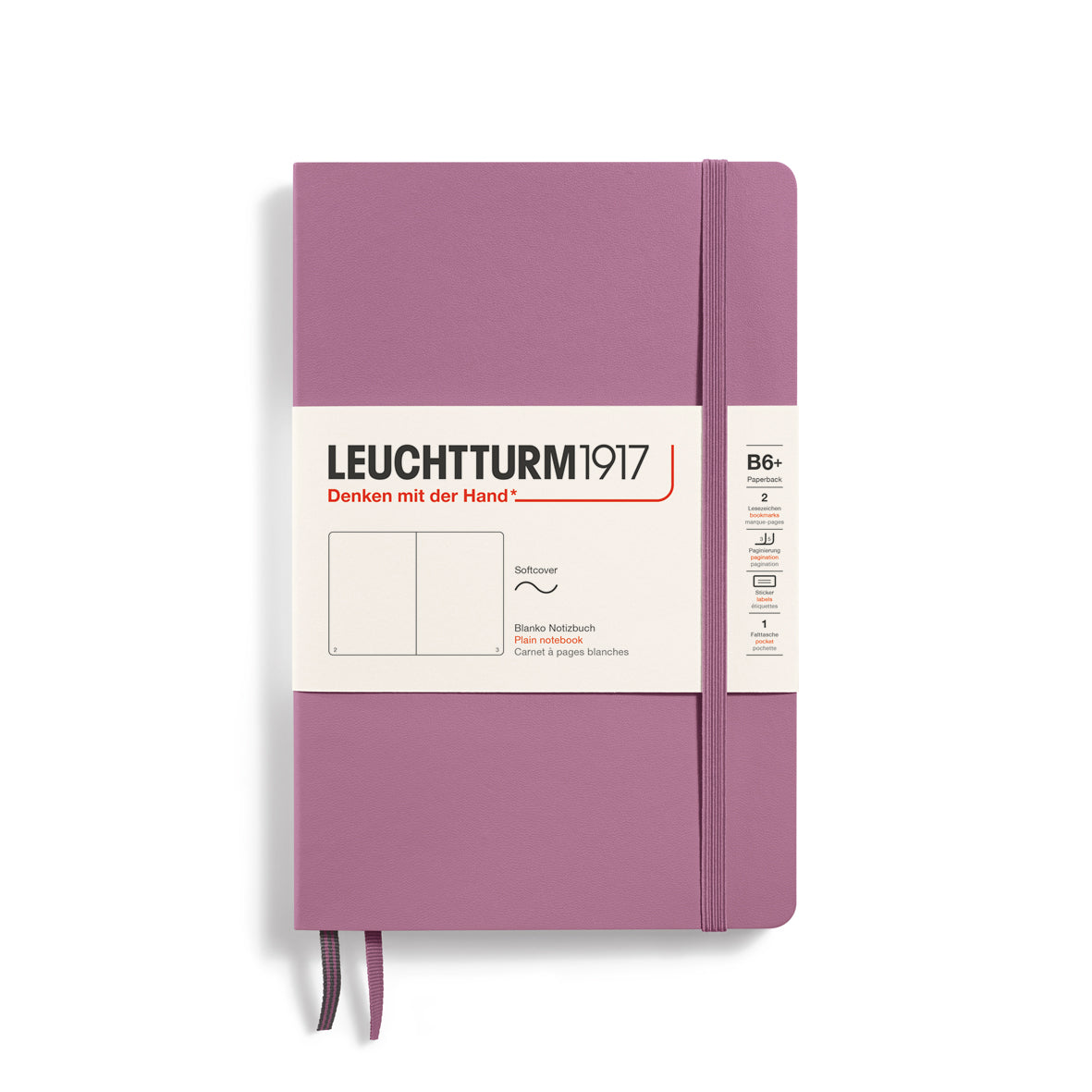 LEUCHTTURM1917 Notebook Softcover Paperback (B6+), 123 pages, Plain - Dusty Rose