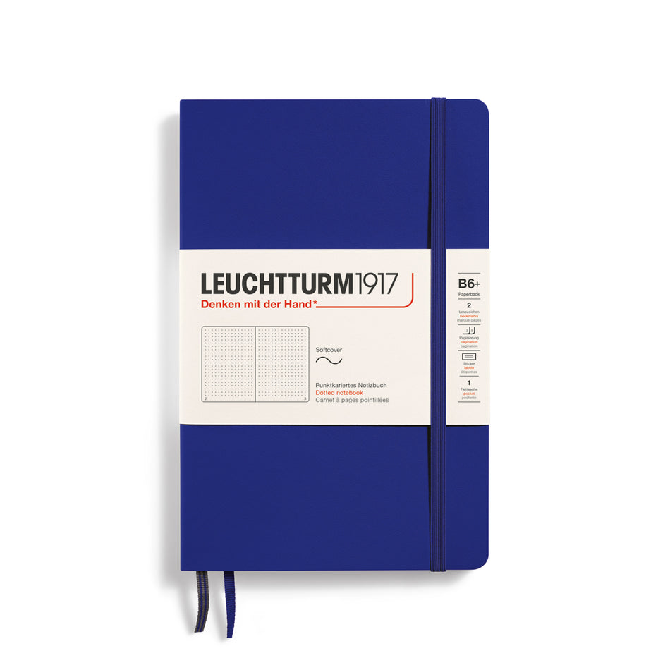 LEUCHTTURM1917 Notebook Paperback (B6+) dotted, Softcover, 123 Numbered Pages - Ink Blue