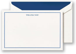 Crane Thank You Cards Border Shaded White/Blue
