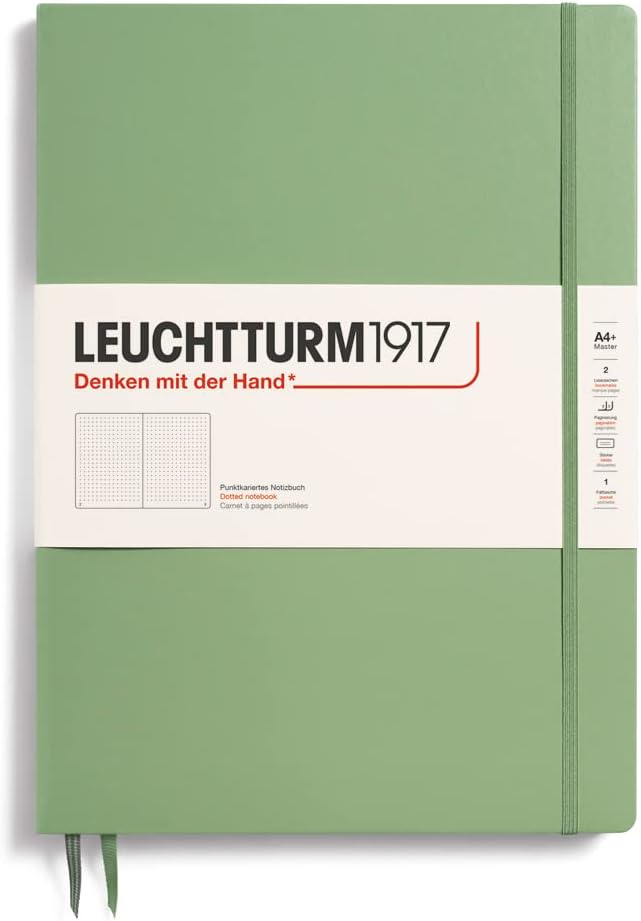 LEUCHTTURM1917 Notebook Hardcover Master Slim (A4+), 123 pages, Dotted - Sage Green