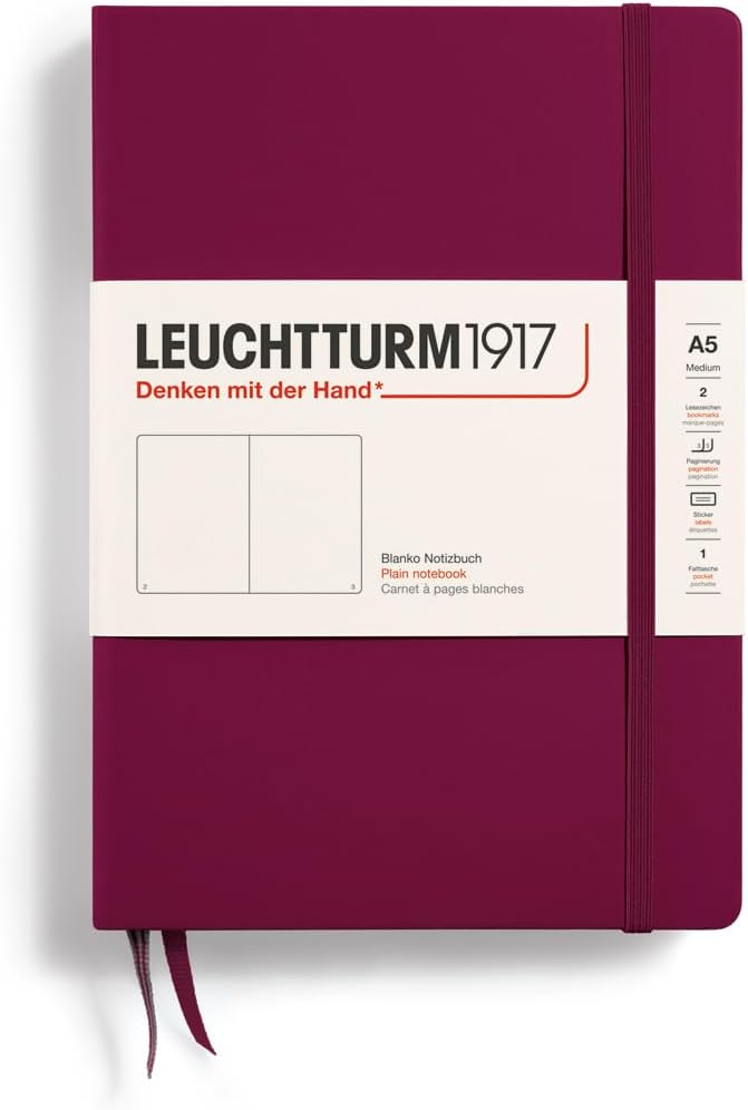 LEUCHTTURM1917 Notebook Hardcover Medium (A5), 251 p., plain - Port Red