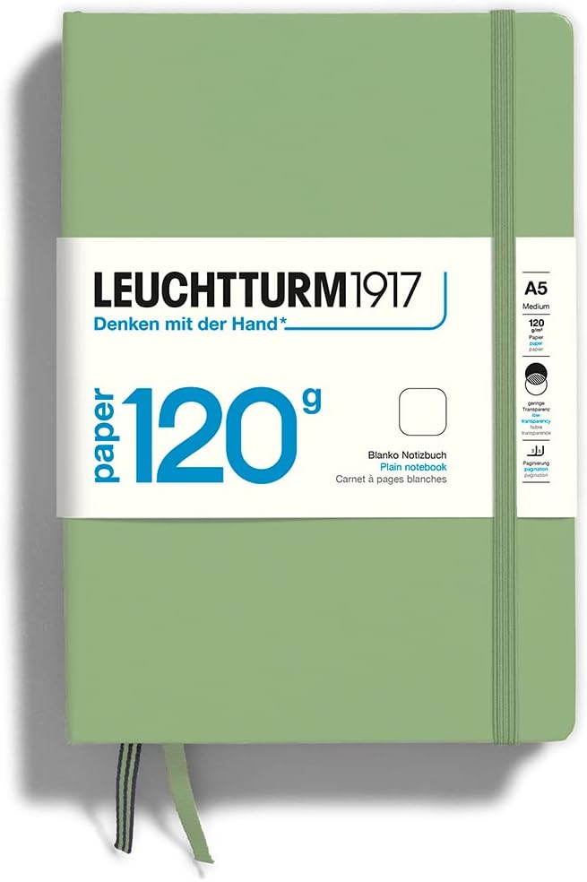 LEUCHTTURM1917 120g Edition Notebook (A5), 203 pages, Plain - Sage Green