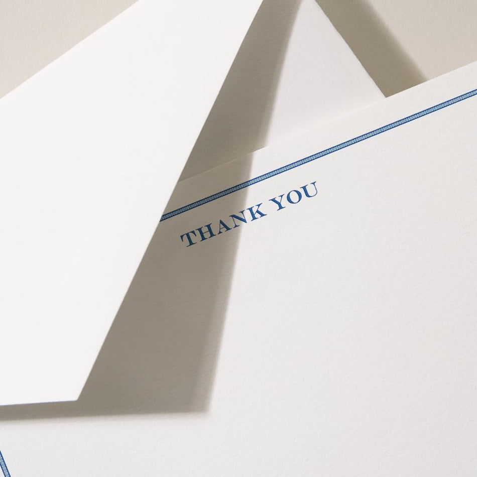 Crane Thank You Cards Border Shaded White/Blue