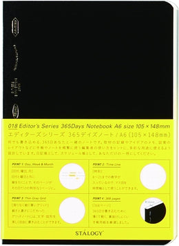 Stalogy 018 Editor's Series 365Days A6 Notebook - Grid - Black