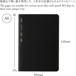 Stalogy 018 Editor's Series 365Days A6 Notebook - Grid - Black