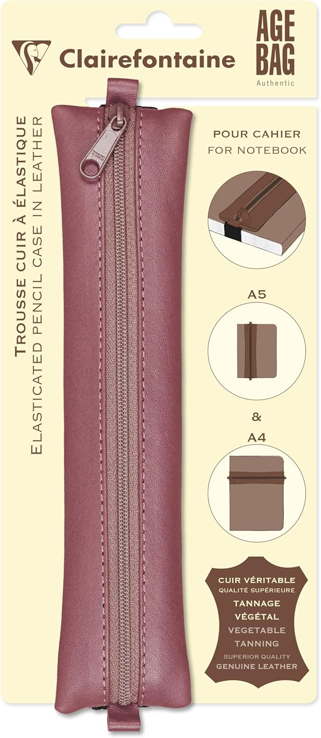 Clairefontaine Leather Pencil Case - Rose