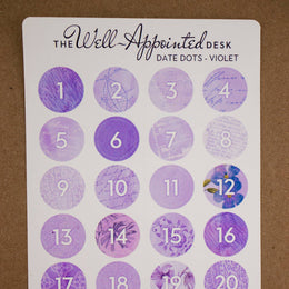 Date Dots Sticker Sheet (24-017): Blue