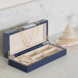 Addison Ross - Navy Blue Lacquer Jewelry Box With Silver