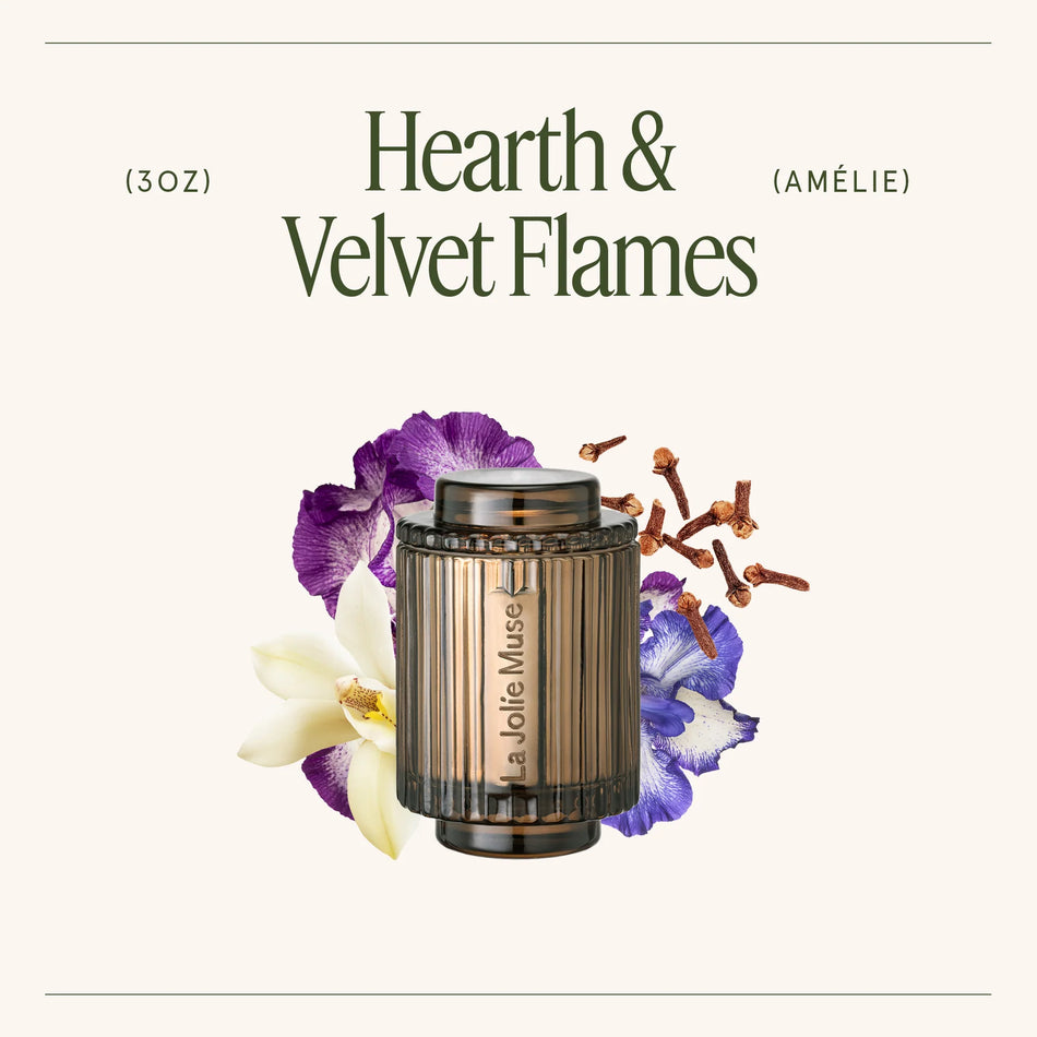 La Jolie Muse - Amelie - Hearth & Velvet Flames 3oz Candle