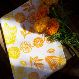 Kei & Molly Flour Sack Dish Towel - Monarchs & Marigolds