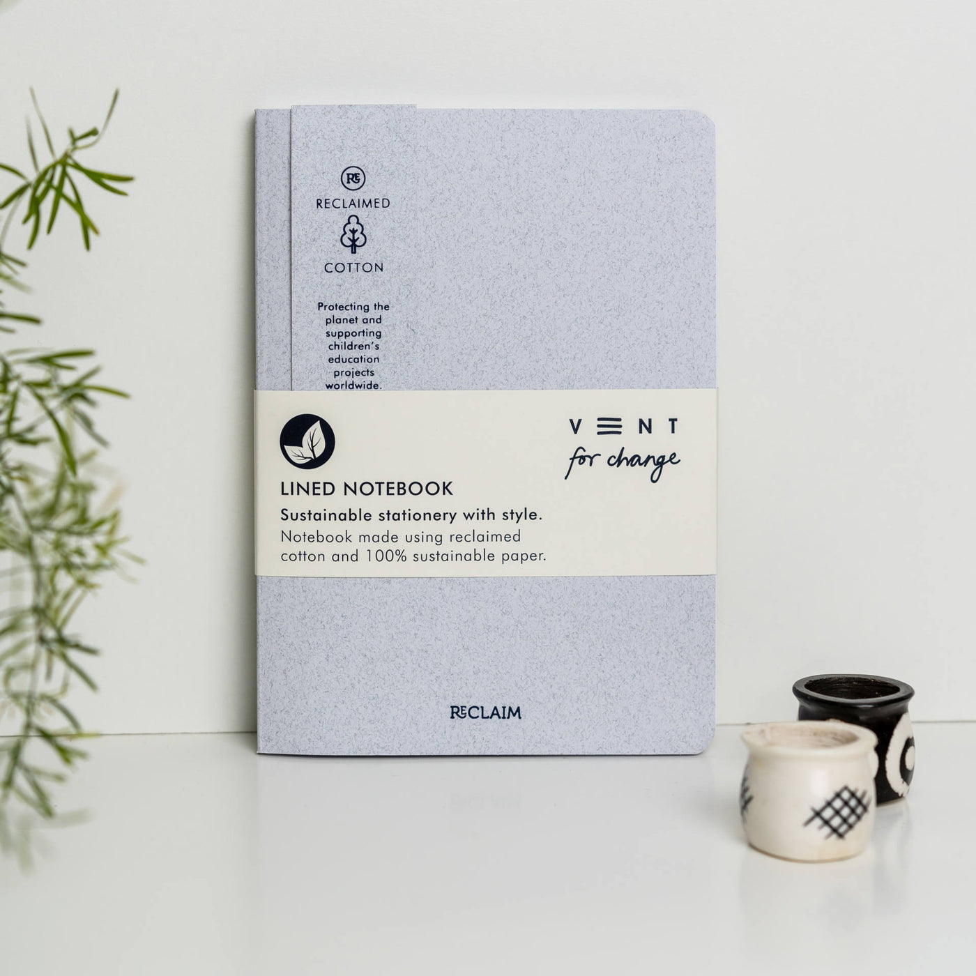 VENT for change Reclaimed Cotton A5 Lined Notebook - White