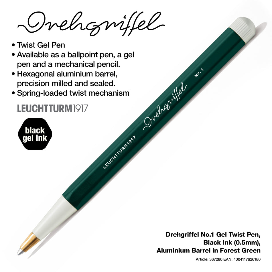 LEUCHTTURM1917 Drehgriffel Nr. 1, pen with black gel refill - Forest Green