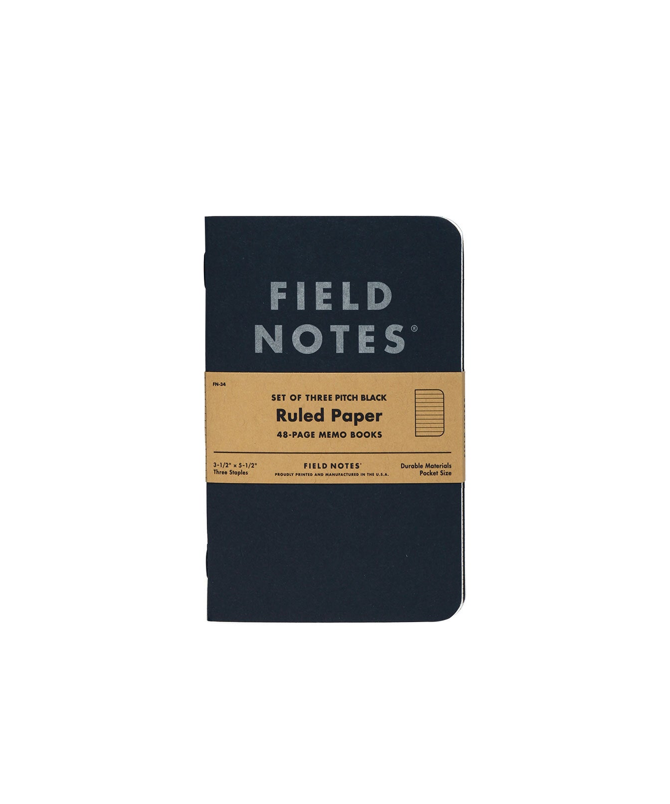 Field Notes Pitch Black Memo Book 3PK Small Ruled