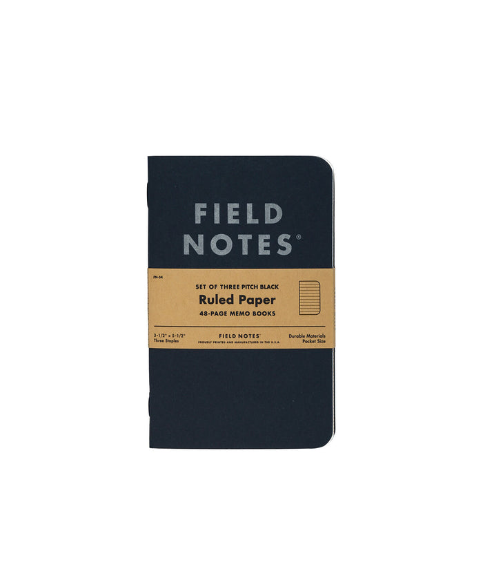 Field Notes Pitch Black Memo Book 3PK Small Ruled