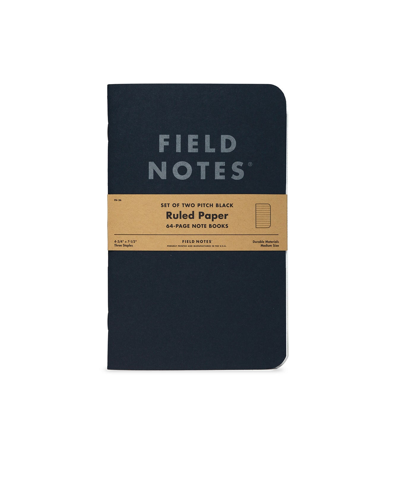 Field Notes Pitch Black Notebook (Pack of 2) - Lined/Dot Grid