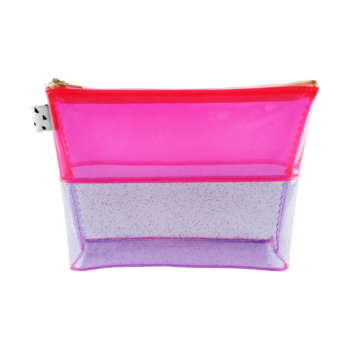 Kate Corn Pink & Purple Glitter Jelly Flat-Bottom Pouch