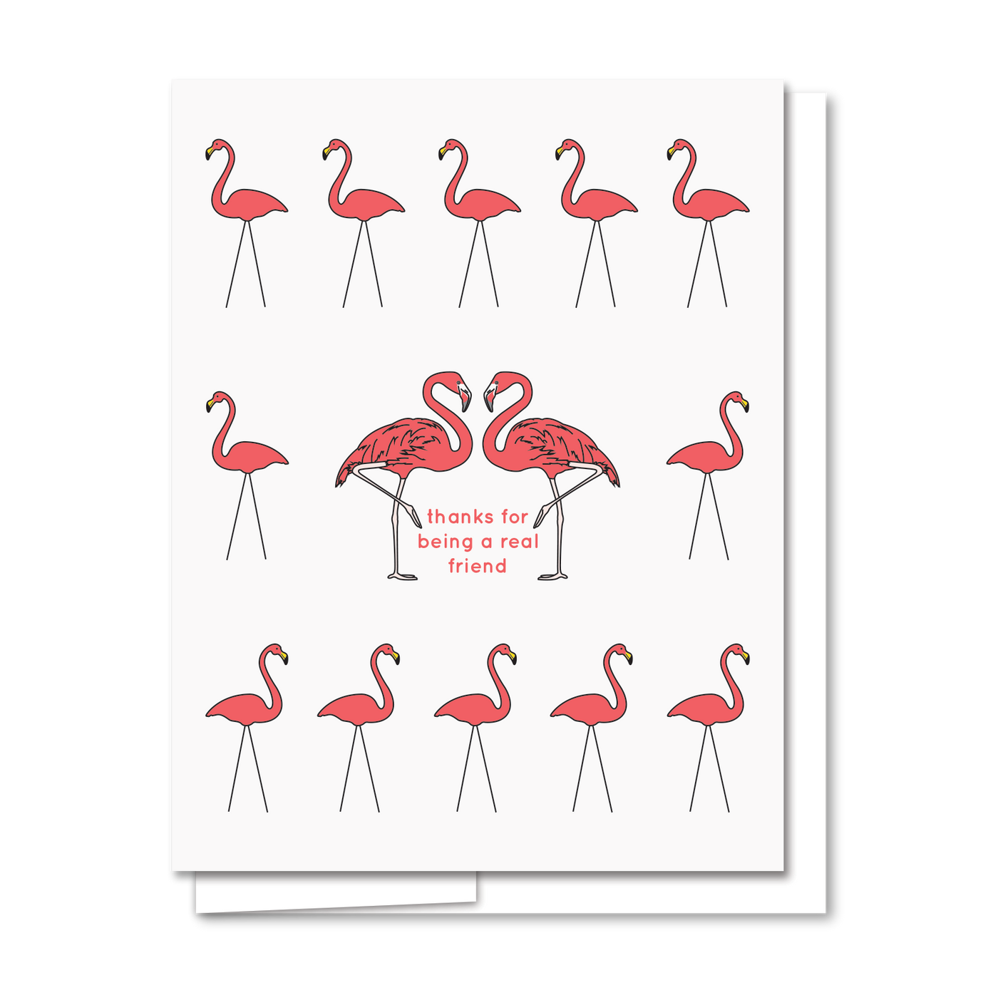 Quick Brown Fox Letterpress Real Friend Flamingo Card