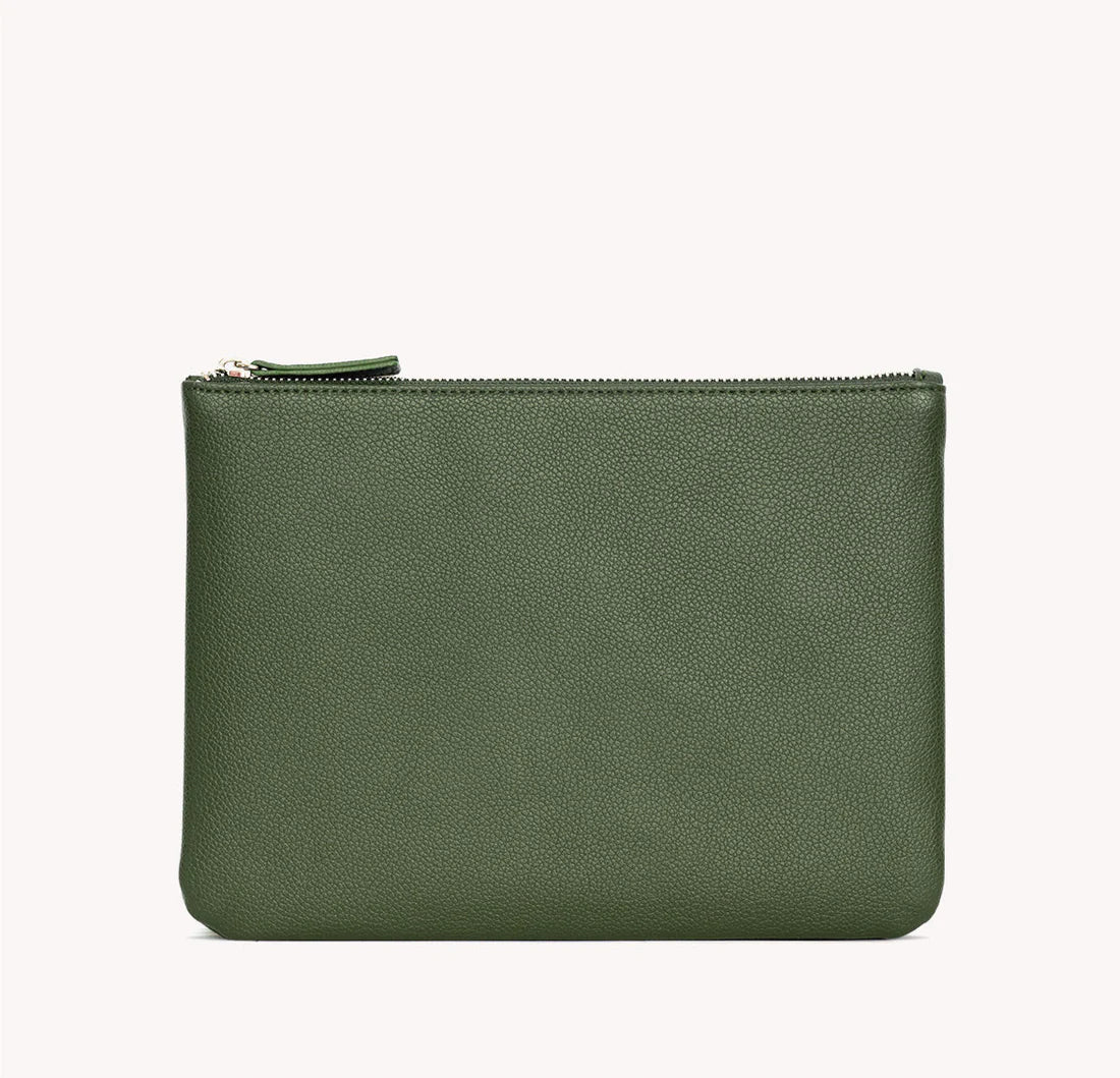 gry mattr Vegan Leather Zipper Pouch Large - Khaki