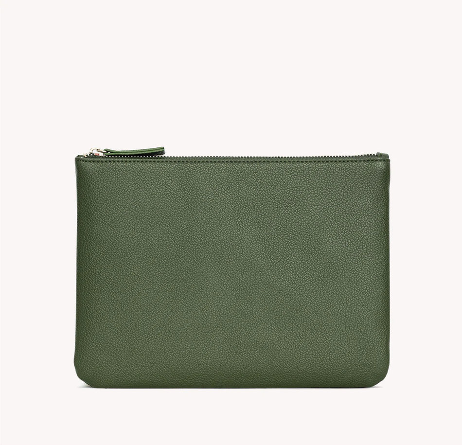 gry mattr Vegan Leather Zipper Pouch Large - Khaki