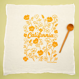 Kei & Molly Flour Sack Dish Towel - California Poppies