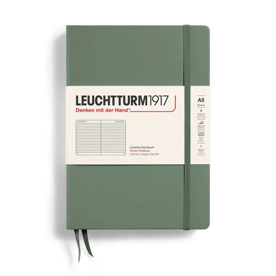 LEUCHTTURM1917 HC Notebook, Medium (A5), 251 p., Ruled - Olive Green