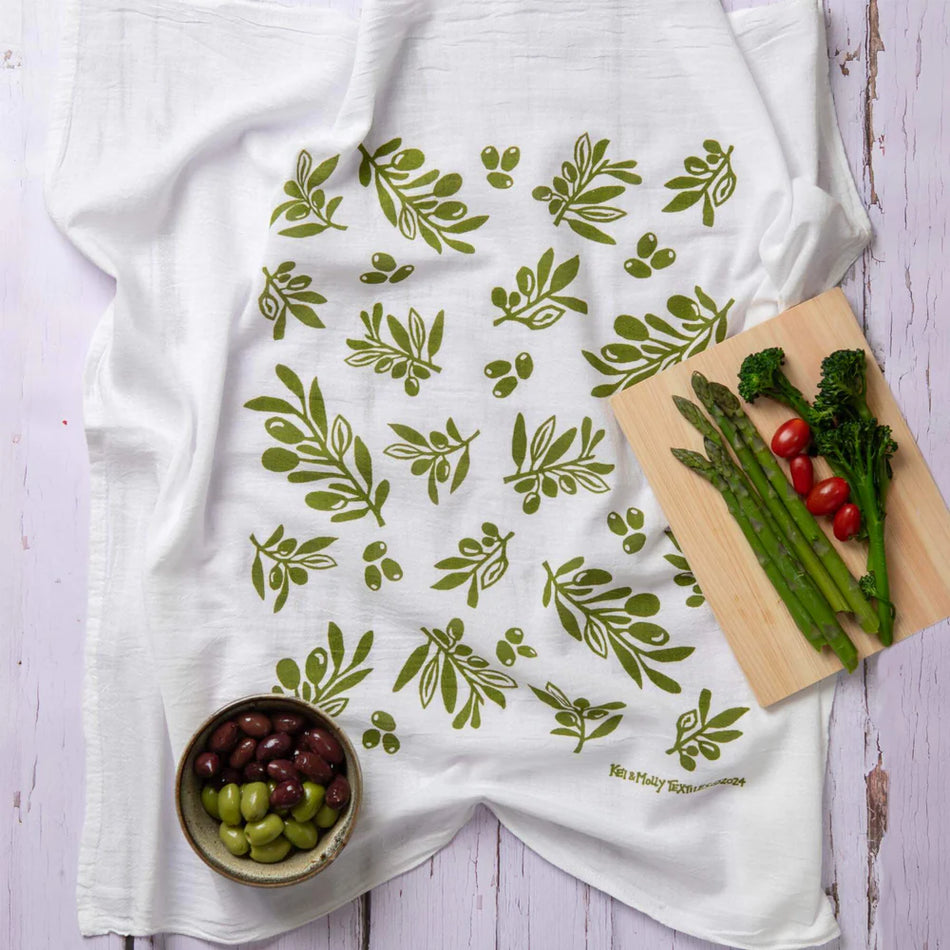 Kei & Molly Flour Sack Dish Towel - Olives Green