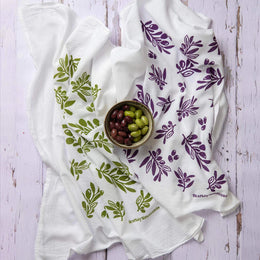 Kei & Molly Flour Sack Dish Towel - Olives Purple
