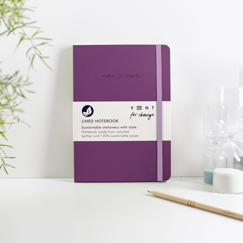 VENT for change A5 Notebook Recycled Leather - Purple