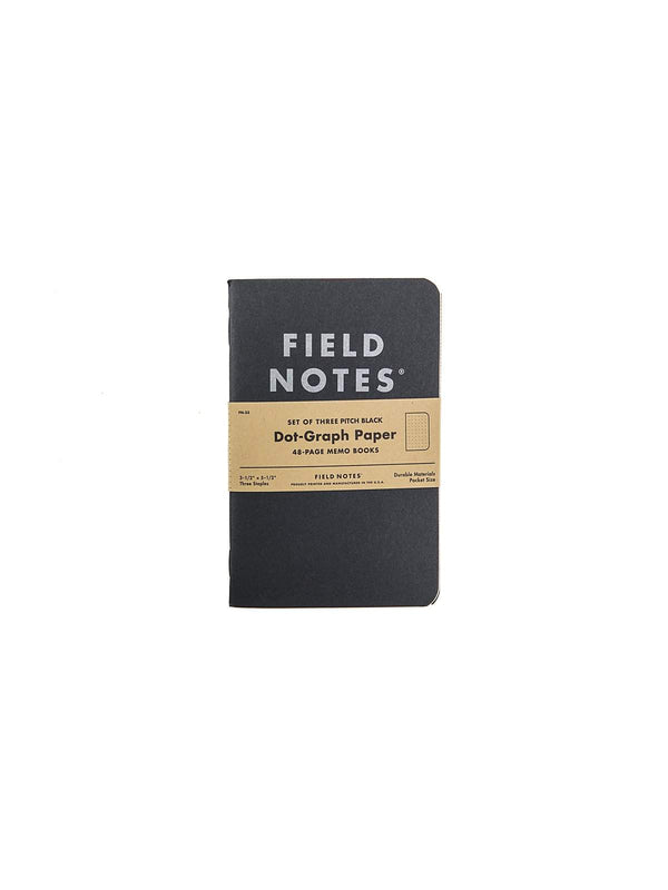 Field Notes Pitch Black Memo Book 3PK Small Dot-Graph