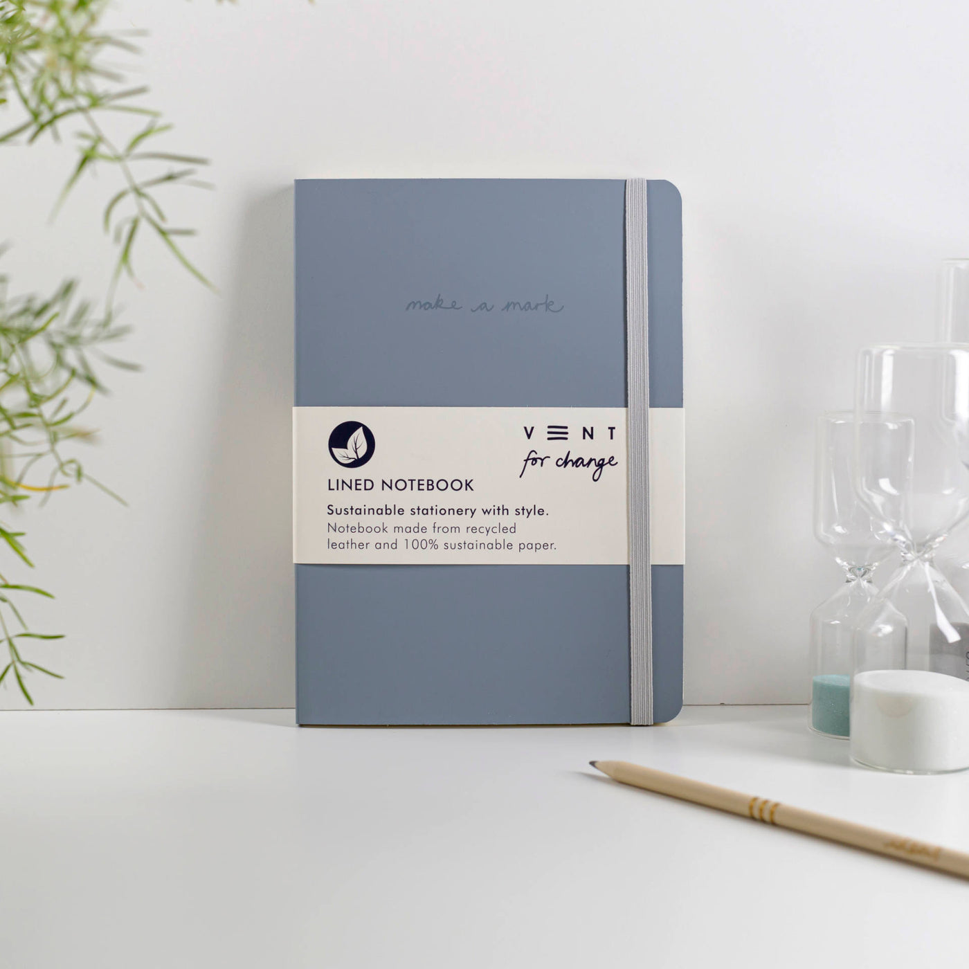 VENT for change A5 Notebook Recycled Leather - Dusty Blue