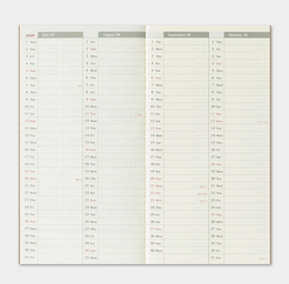 TRAVELER'S Notebook Regular Size Refill - 2026 Weekly + Memo (July to December)